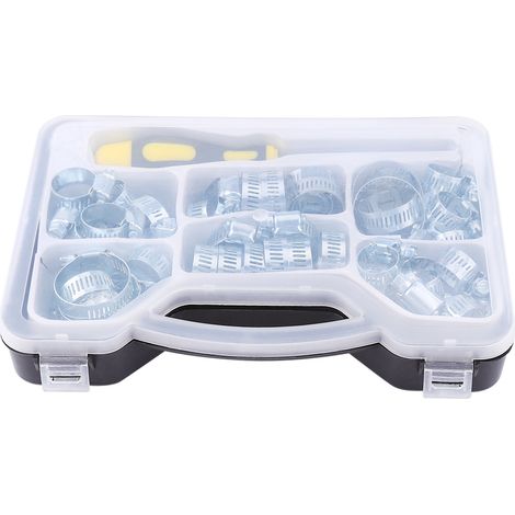 Ensemble de colliers de serrage pour conduites de carburant, 51 pièces, en acier au carbone, avec tournevis hexagonal, dans un étui de transport (1/5)