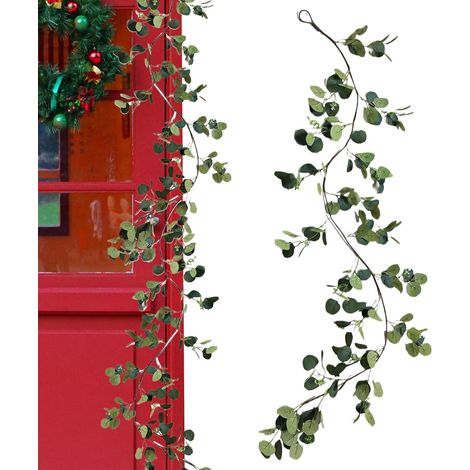 Guirlande D'Eucalyptus Pour Table Lumières LED Vigne Artificielle À Piles Guirlande De Vignes Artificielles 1,8 M Escaliers, Cheminée, Ferme, Maison, Fête, Table, Intérieur, Extérieur, (1/5)