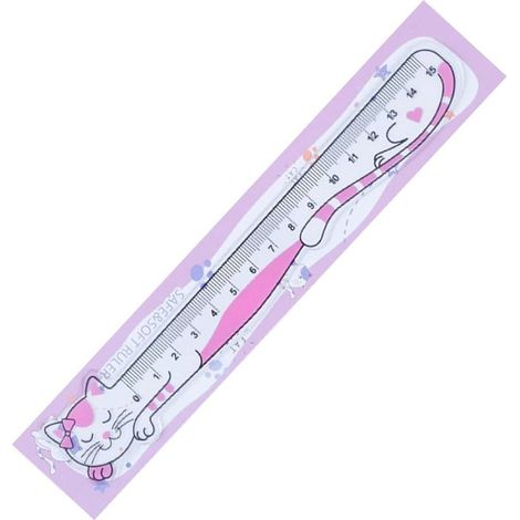 Règle souple de 15 cm en forme chat avec échelle transparente (1/5)