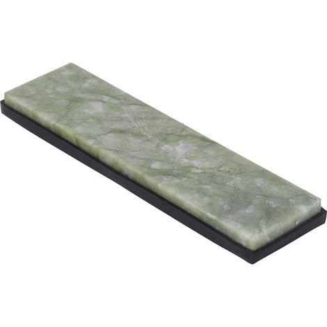 Pierre à aiguiser en jade vert naturel, 200x50x12mm, grain 10000, pierre à aiguiser professionnelle pour la cuisine avec base en caoutchouc. (1/5)