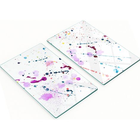 Tableros de vidrio duraderos y elegantes con estampado abstracto de puntos, 2x30x52 cm.