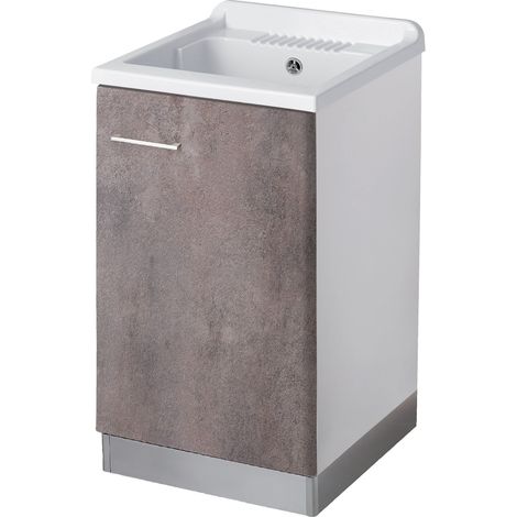 Lavatoio legno 1 anta interno 45x50 (H.85) vasca PP asse legno CORTEN GRIGIO (1/5)