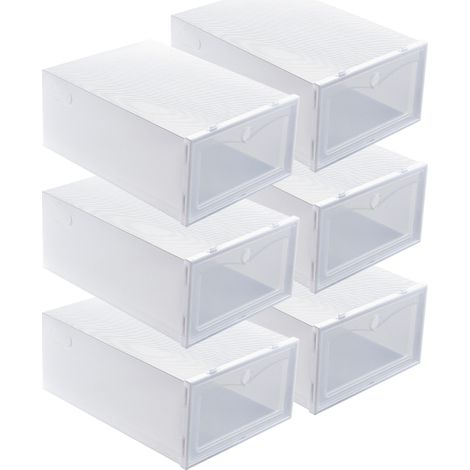 Lot de 6 boîtes de rangement à chaussures blanches, épaisses et transparentes, à clapet, pour la maison (1/5)