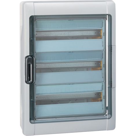 Legrand – Coffret Plexo3 étanche IP65 – 3 rangées 18 modules – Résistant aux chocs IK09 – Entrées défonçables pour câblage rapide (1/4)