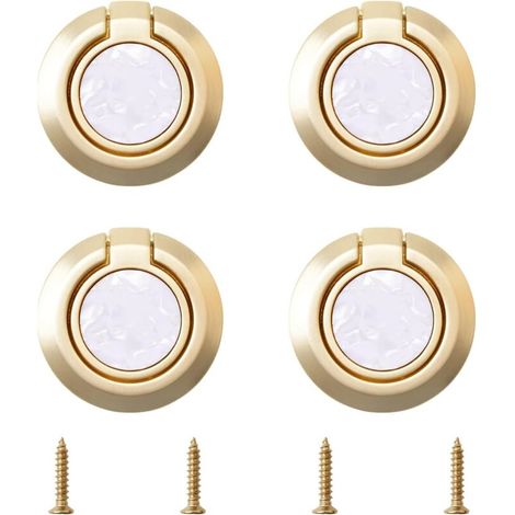 4 Pcs Moebelgriff für Schränke Kommode Schubladengriff Türgriffe Bündig Ring Ziehgriffe mit Schrauben
