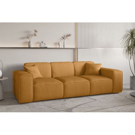 Sofa Designersofa CELES PREMIUM 3-Sitzer in Stoff Scala Senfgelb (1/5)