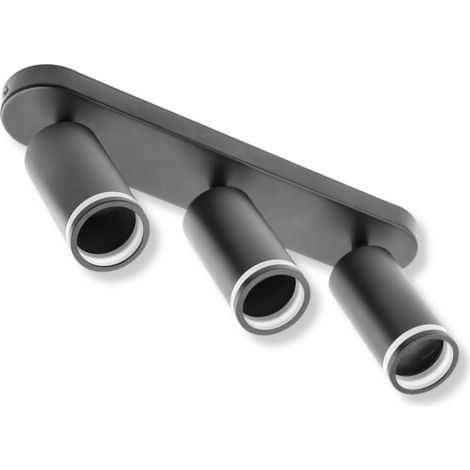 Plafonnier Spot LED Orientable 3xGU10 Aluminium Noir 350mm (1/5)