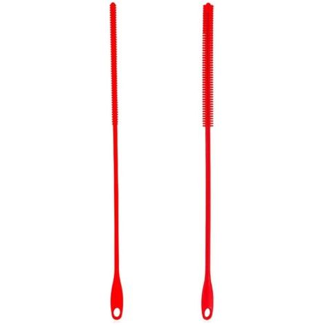 BUNTHAUS 2er-Pack rote Strohbürste, Silikon-Strohbürste, extra langes Reinigungswerkzeug, wiederverwendbar, 8 mm + 6 mm (1/5)
