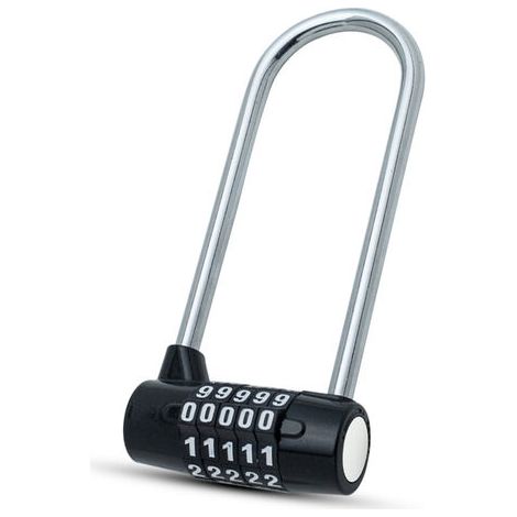 LAN Cadenas combo à 5 chiffres - serrure robuste de 148mm - facile à utiliser et à réinitialiser - petit cadenas pour casiers, extérieurs, intérieurs, conteneurs et portes noir (1/5)