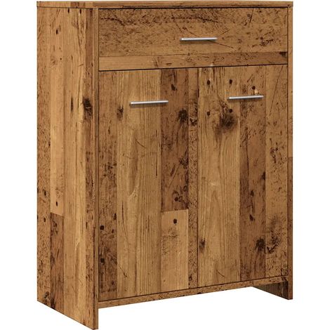 Elegante mobiletto da bagno con cassetto spazio portaoggetti 60 x 33 x 80 cm in legno multistrato vecchio legno 020050838