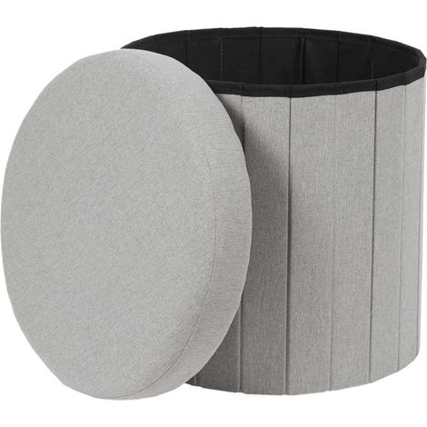 Pouf rotondo ROUNDO con contenitore, grigio (1/5)