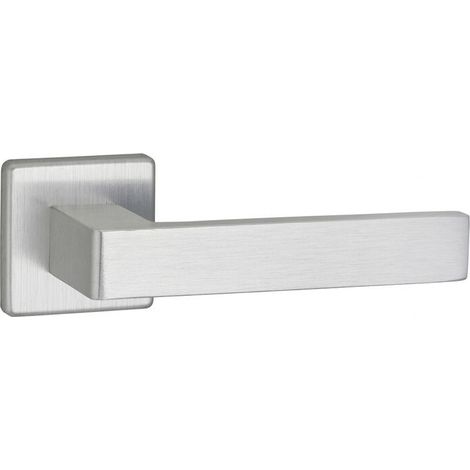 Paire de béquilles Zibel pour porte, carré 7mm, chromé satiné - (1/3)