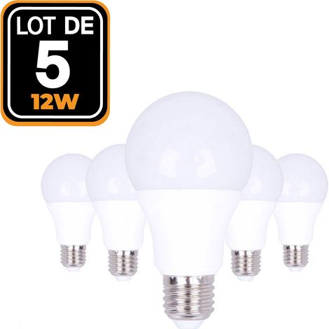 5 Ampoules LED E27 12W 4500K Blanc Neutre Haute Luminosité (1/4)