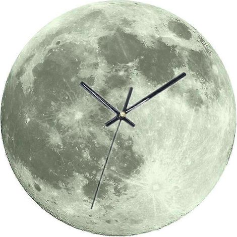 Horloge murale lumineuse créative en forme de lune, silencieuse et idéale comme cadeau pour enfants ou décoration murale pour le salon (Gris) (1/2)