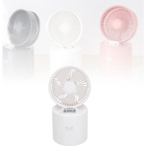 4000 mAh Doppelnebel-Ventilator/Luftbefeuchter, USB-wiederaufladbar, weiß, ideal für Studentenwohnheime. (1/5)