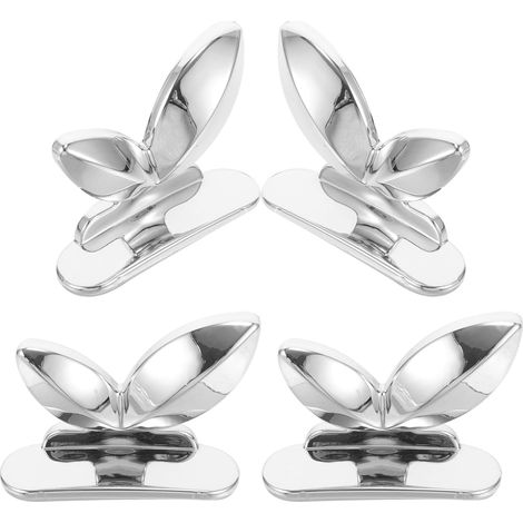 Lot de 4 Lève-abattants de Toilettes Argentés Poignée Adhésive, Installation Facile en Abs et Colle Acrylique pour Rehausser Siège de Toilette (1/5)