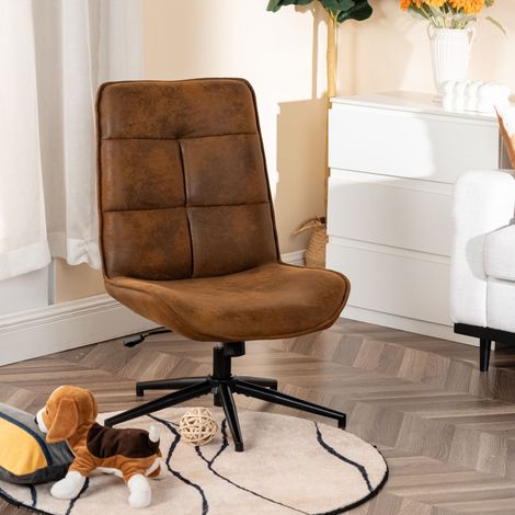 Fauteuil pivotant et inclinable 61x67x89 cm en tissu daim marron