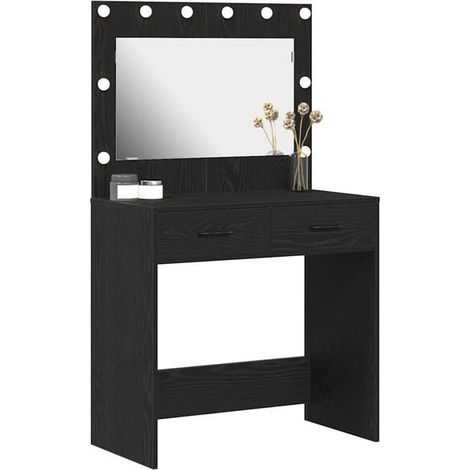 Commode en Chêne Massif Noir - Meuble de Rangement avec Tiroirs, Style Moderne et Élégant pour Chambre à Coucher ou Salon, 78.5 x 41 x 135 cm (1/5)