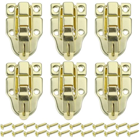 Loquets à bec de canard avec vis pour boîtes à bijoux, boîtes à outils et bagages (doré), 6 pièces (1/5)