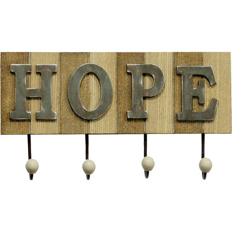 Design Wand Garderobe 4 Kleider Haken Jacken Aufhängung HOPE Schriftzug BHP B990849