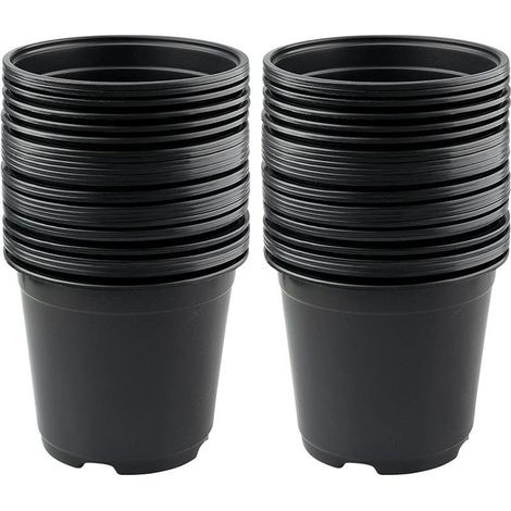 Lot de 50 Pots de Fleurs en Plastique Noir de 15 cm pour Plantes succulentes, légumes et boutures (1/5)