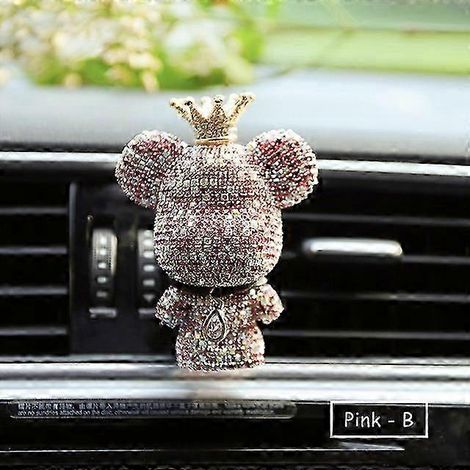 Diffuseur d'huiles essentielles de haute qualité pour voiture, motif ours mignon, avec parfum léger et durable (rose B). (1/5)
