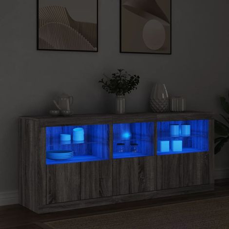 Sideboard mit LED-Leuchten Grau Sonoma 162x37x67 cm vidaXL (1/5)