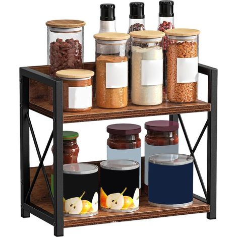 Shelf 2 Tier Spices Organizer Large Capacity Vintage