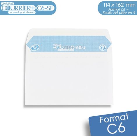 Lot de 100 Enveloppes blanches C6 - gamme Courrier+