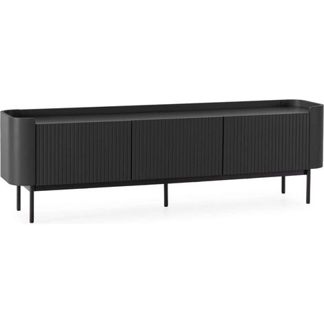 Mueble para televisión 3 puertas mod-Maya acabado negro, 180cm(ancho) 55cm(alto) 40cm(largo) (1/5)