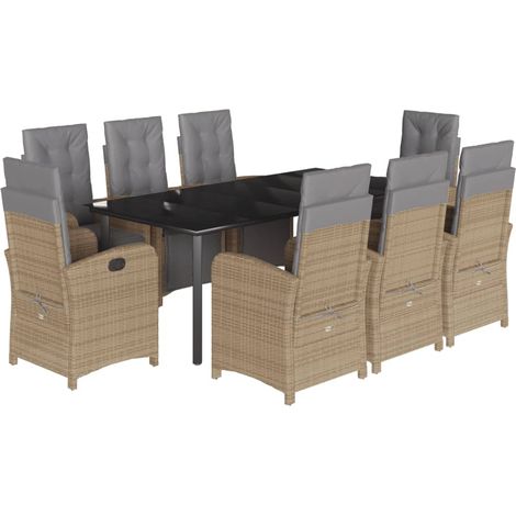 vidaXL Ensemble à manger de jardin et coussins 9 pcs beige Poly rotin (1/5)