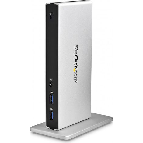 StarTech.com Station d'Accueil USB 3.0 pour Deux Écrans avec Adaptateurs DVI vers VGA et HDMI, 5x USB 3.0 et Audio - Station d'Accueil DVI Verticale pour Mac et Windows