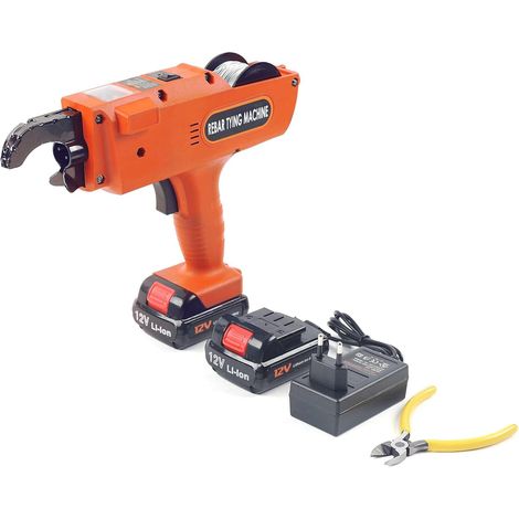 Senderpick – Agrafeuse électroportative 12V – 2 batteries lithium-ion 4500mAh – Longueur d'agrafes 300-500mm – Pour béton armé et chantiers