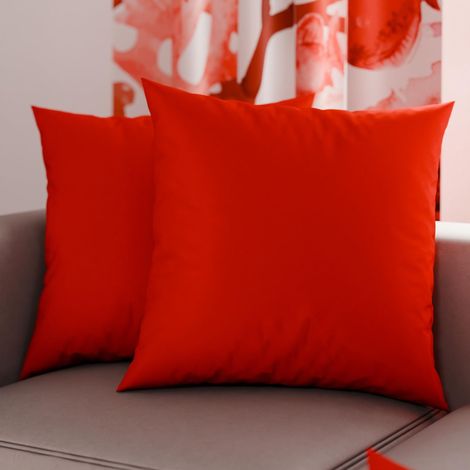 Lot de 2 Taies d'oreiller de Lit 35x35 cm, Housses de Coussin Unies Couleur Rouge, Taie Oreiller 100% Microfibre Hypoallergénique (1/3)