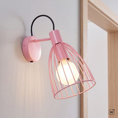 Wandspot Kinderzimmer Rosa Metall H: 29 cm E27 Wandleuchte Leselampe Kinder (1/5)