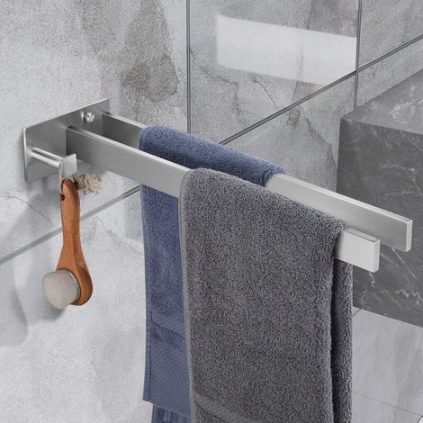 Scaldasalviette doppio quadrato da parete in acciaio inox, 39 cm, colore argento, per bagno e cucina - Crezuo