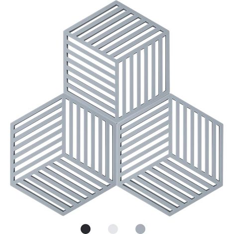 Posavasos de silicona de tefa para cocina (gris, hexagonal, 160 x 138 x 8 mm) (1/4)
