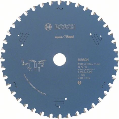 Bosch 2 608 643 056 - Hoja de sierra circular Expert for Steel (190 x 20 x 2,0 mm, 40) (1/2)