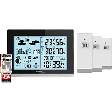 Technoline Set WS6762 SETWS6762+2xTX205DTH-IT, Stazione Nera trasmettitore Bianco (1/4)