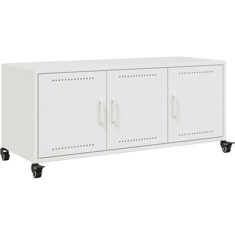 Mobile TV multimediale scaffale per televisione televisione buffet sala da pranzo soggiorno camera da letto 100,5 x 39 x 43,5 cm acciaio bianco 020025535