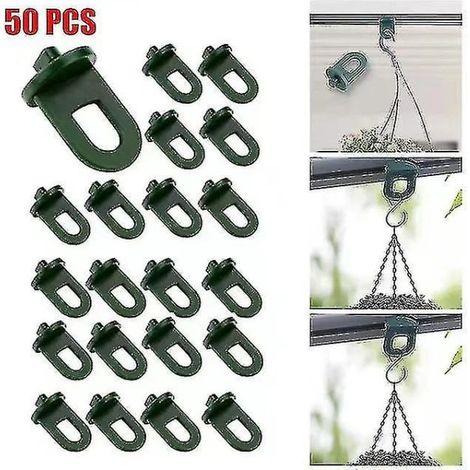 Lot de 50 pinces de fixation pour serre - Pinces de fixation pour serre - Installation facile - Petite serre - Plastique noir - Boucle anti-pincement pour paniers et pots de fleurs - 50 pièces (1/5)