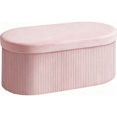 HOMCOM puff almacenaje, banco almacenaje plegable, 72 L, 76x38x35 cm, tapizado en terciopelo, baúl de almacenamiento, carga 120 kg, rosa (1/5)