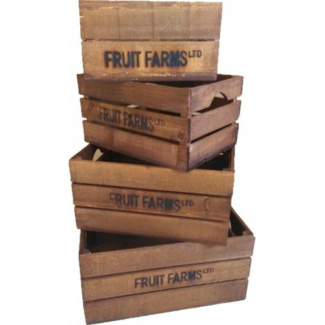 Set 4 cageots en Bois de Sapin - Tailles différentes - Bois - Livraison gratuite