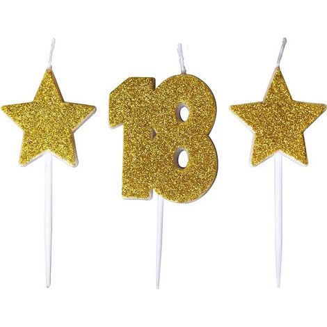 Velas de cumpleaños número 18 con estrellas