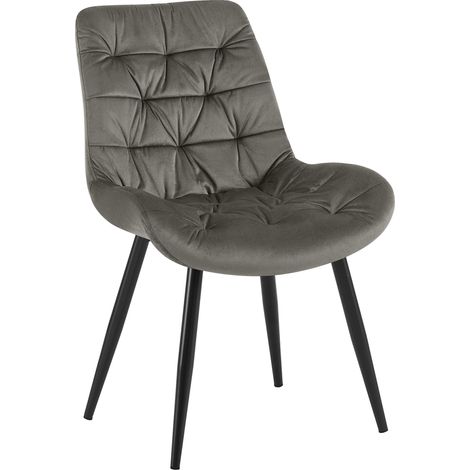 Silla de comedor x1 en terciopelo antracita con estructura de metal negro comodidad y elegancia atemporal 100007229 (1/5)