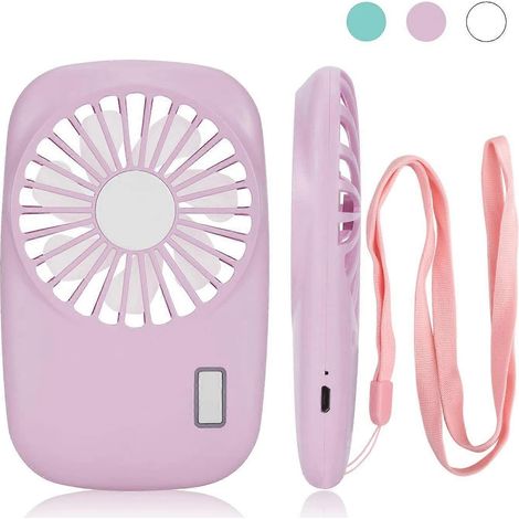 Petit ventilateur portable rechargeable, mini ventilateur à vitesse réglable, ventilateur USB personnel pour l'extérieur, la maison, le camping, le bureau et les voyages. Idéal pour le camping, le bur (1/5)