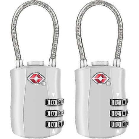 Lot de 2 cadenas de sécurité TSA à 3 chiffres pour valises et sacs de voyage. (1/5)