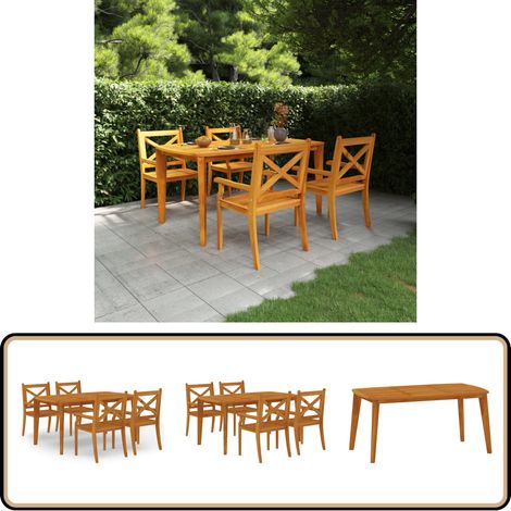 5-tlg. Garten-Essgruppe Massivholz Akazie - Gartentisch - Gartenstuhl - Esstisch - Gartenmöbelset - Holztisch
