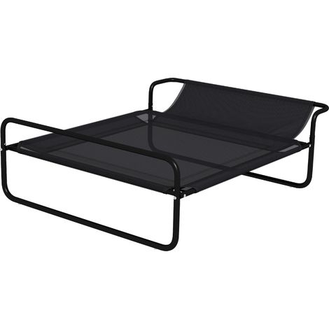 Lettino Brandina per Cani Medi e Grandi 106x81x33 cm Rialzato con Poggiatesta da Esterno in Tessuto a Rete Nero (1/5)