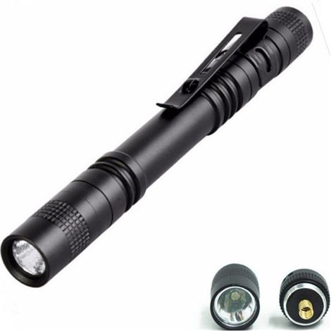 Mini lampe torche tactique LED de type stylo, légère, ultra-résistante, en alliage d'aluminium noir, idéale pour un usage quotidien, la randonnée et le camping - AquaForge (1/5)